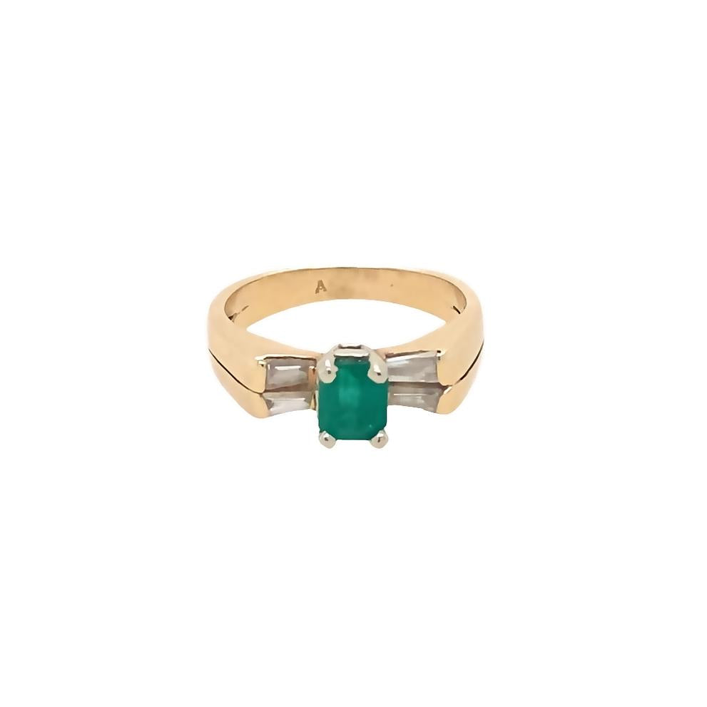 Vintage Emerald and Diamond Ring in 14K