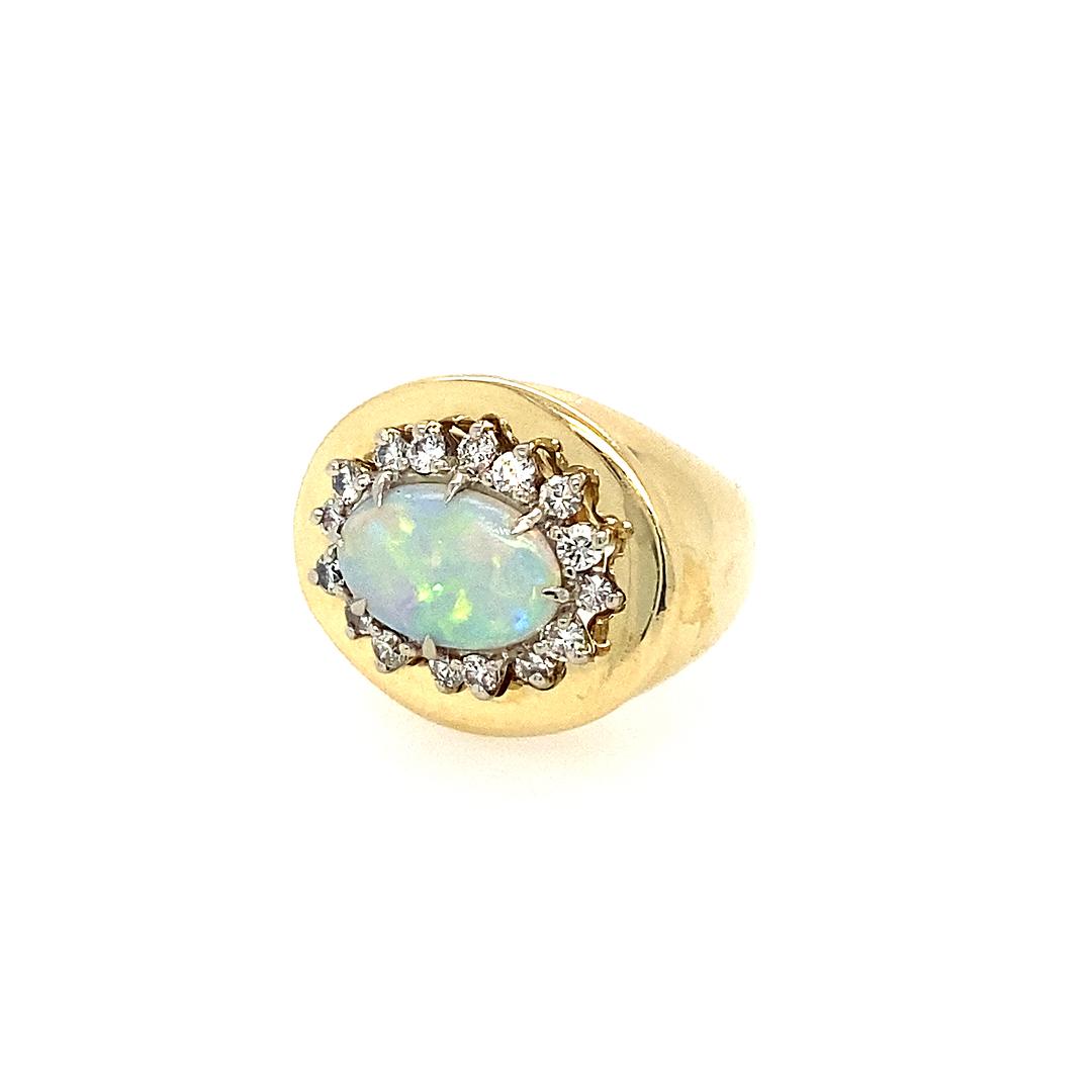 Diamond and Opal Ring in 14k Gold