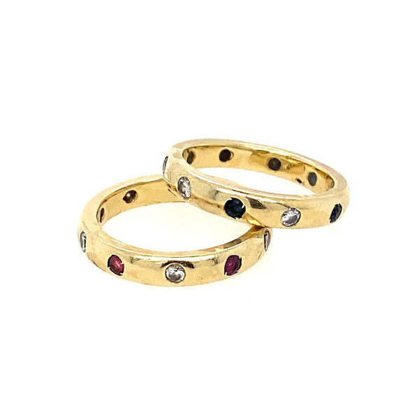 Vintage Ring Guards in Saphire, Diamond & Ruby in 14K