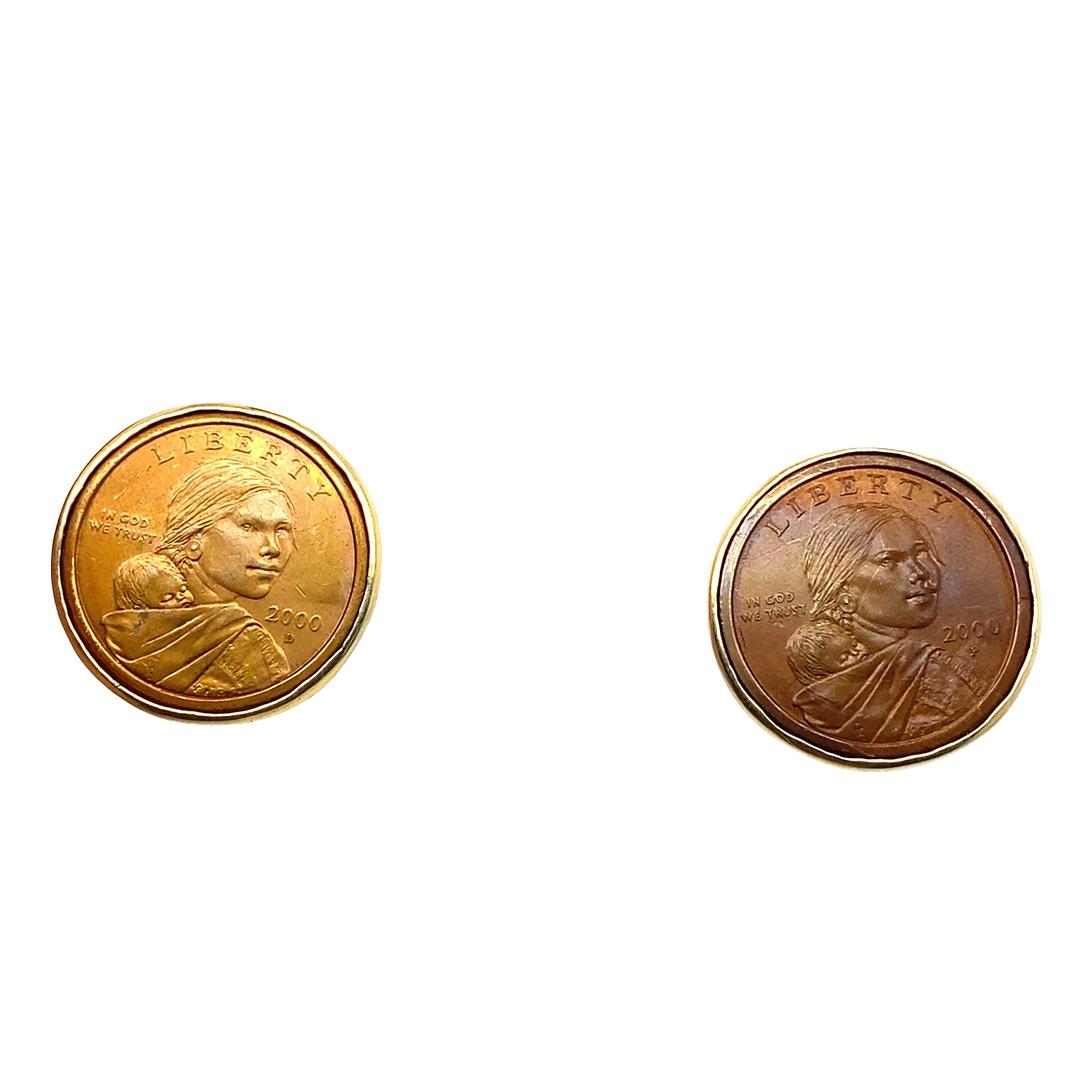Vintage Coin Earrings in 18k and Copper