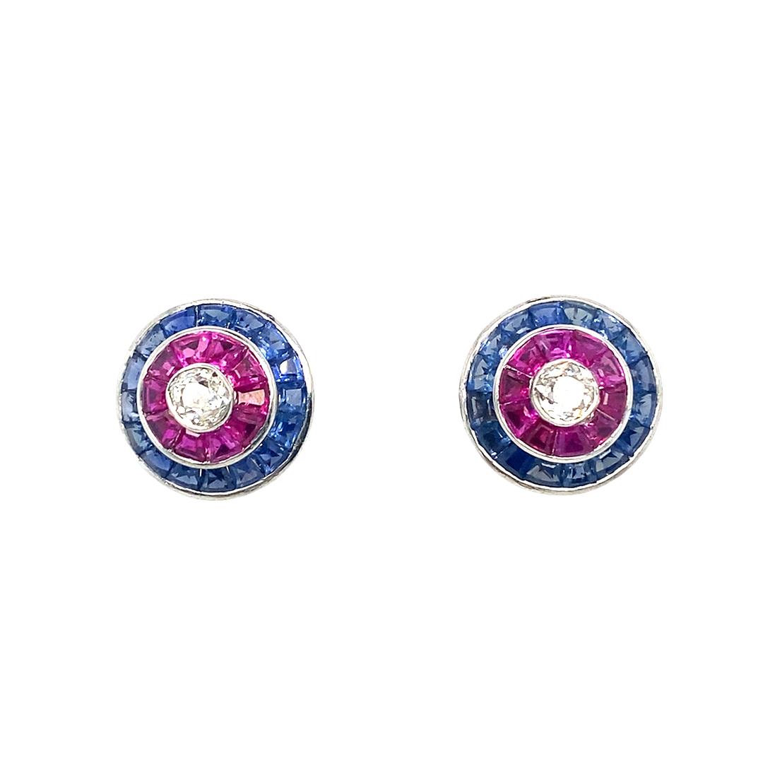 Ruby and Sapphire Studs in 14k