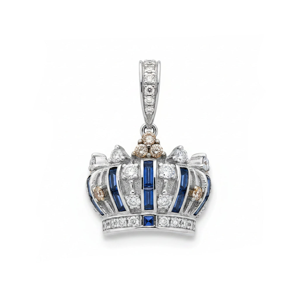 Crown Charm with Diamonds and Sapphires in 18k