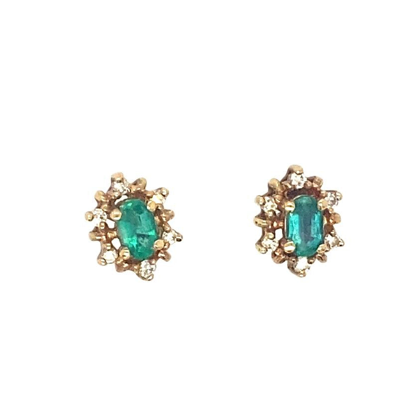 Vintage Emerald Studs in 14K