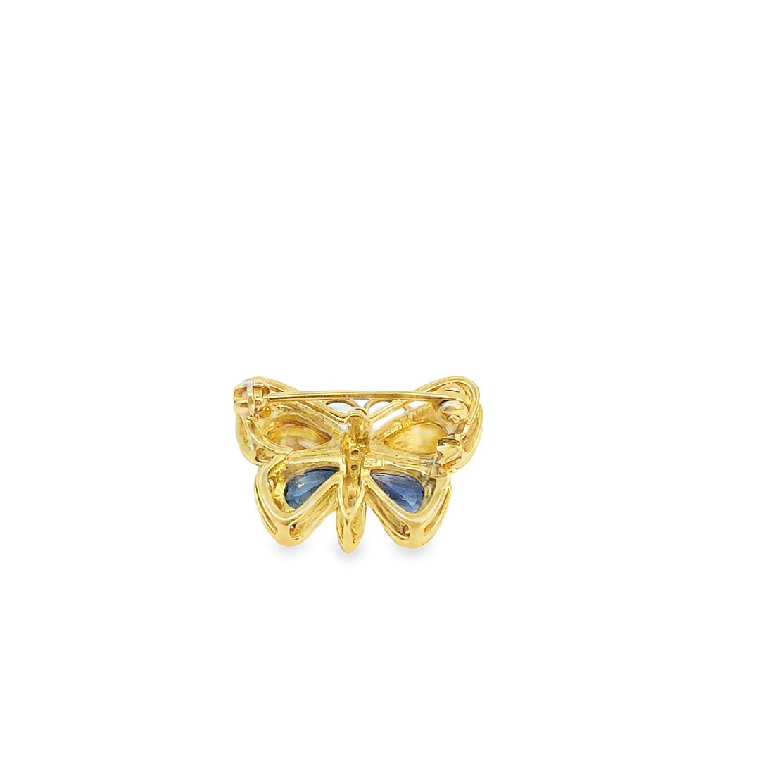 Vintage Tanzanite, Citrine and Diamond Butterfly in 14K