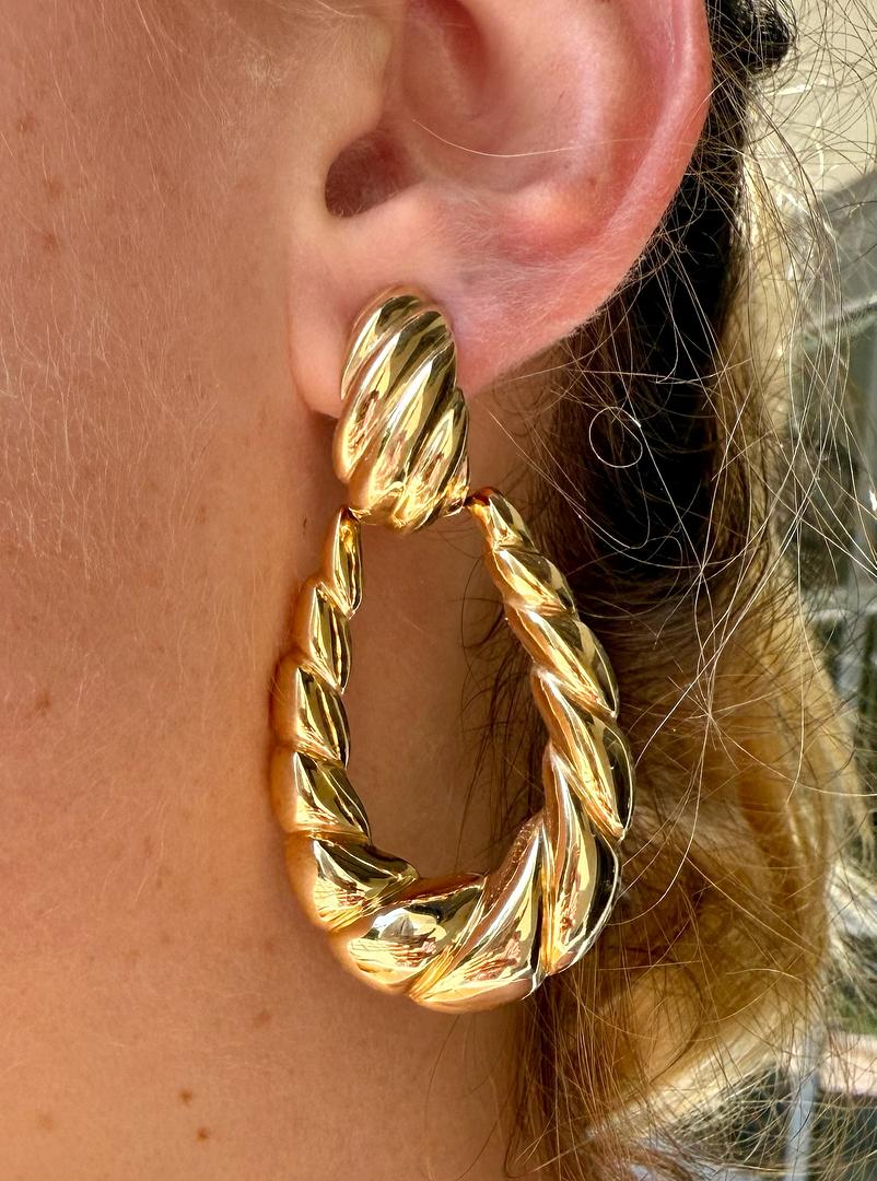 Vintage Door Knocker Earrings in 14K Yellow Gold