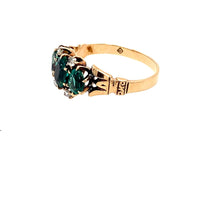 Load image into Gallery viewer, Vintage Etched Emerald Ring With Diamonds in 14K
