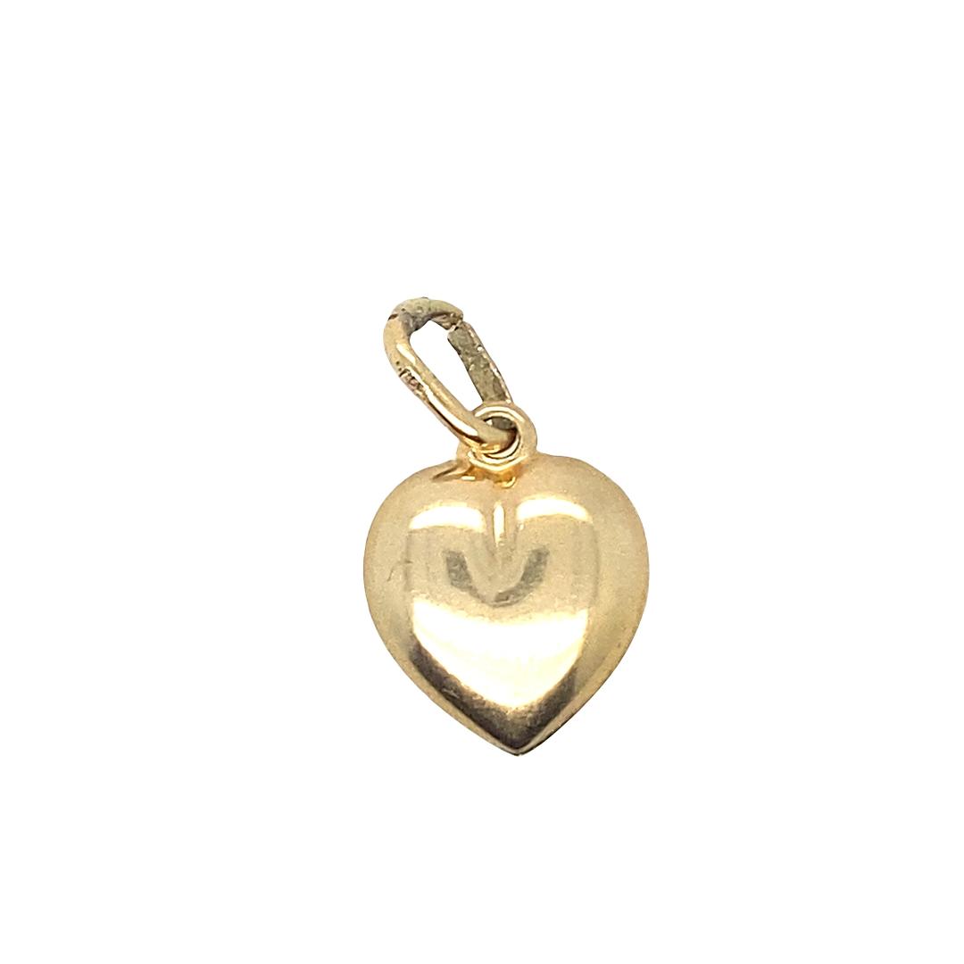 Short Puffy Heart Charm in 14k