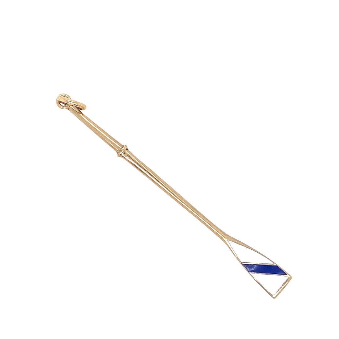 Vintage Enamel Rowing Oar Charm in 14K
