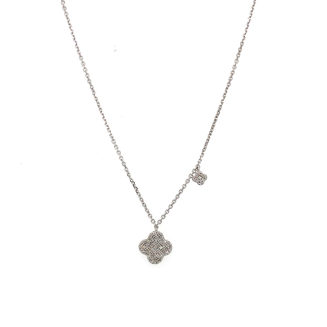 Vintage Pave Diamond Necklace in 18K White Gold