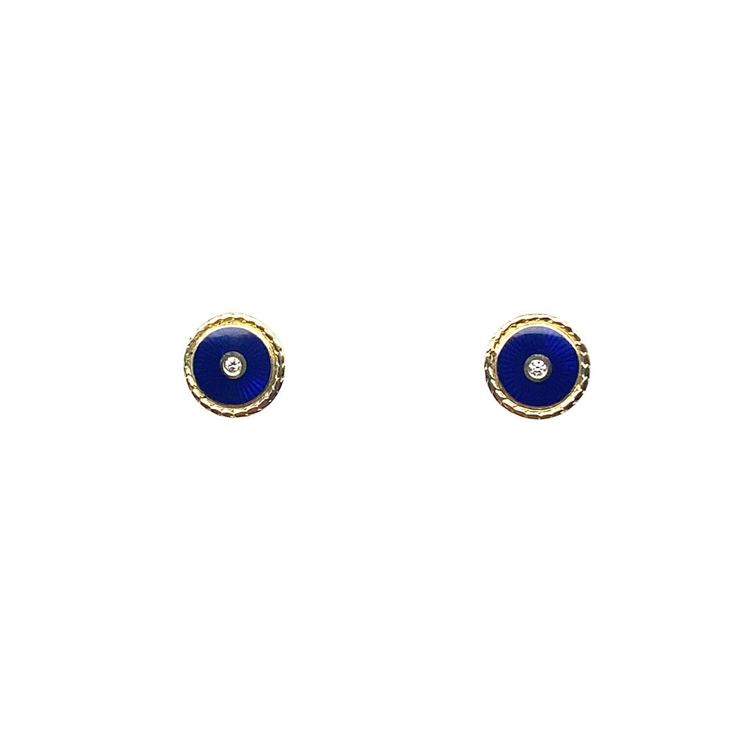 Fabergé Enamel Earrings with Diamonds in 18K