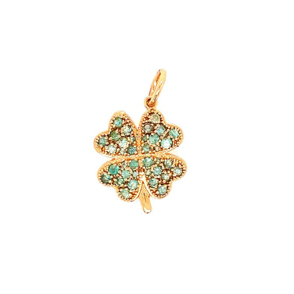 Emerald Clover Charm in 14K