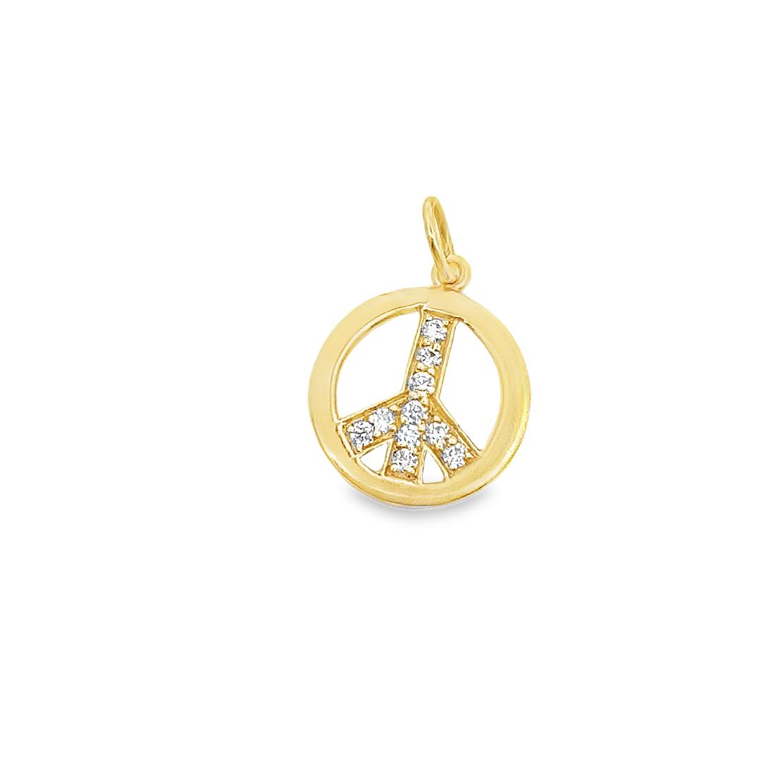 Vintage Diamond Peace Charm in 14k
