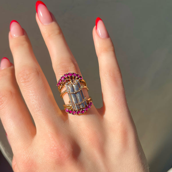 Vintage “Dynamite” Ring with Rubies & Diamonds in 14k
