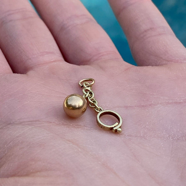 Vintage Ball and Chain Charm in 14k